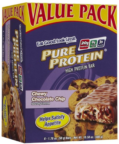 Pure Protein Chewy Chocolate Chip Value Pack, 6-1.76 oz. Bars (Pack of 2)