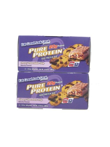 Pure Protein High Protein Bar, Chewy Chocolate Chip, 6 Bars, 1.76 Ounces (Pack of 2)