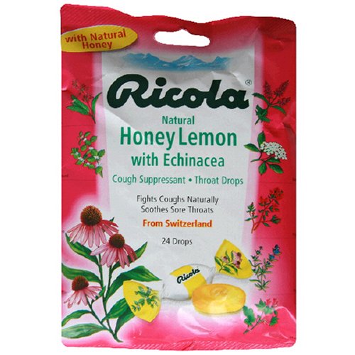 Ricola Cough Suppressant Throat Drops, Honey Lemon with Echinacea, 24 Drops (Pack of 12)