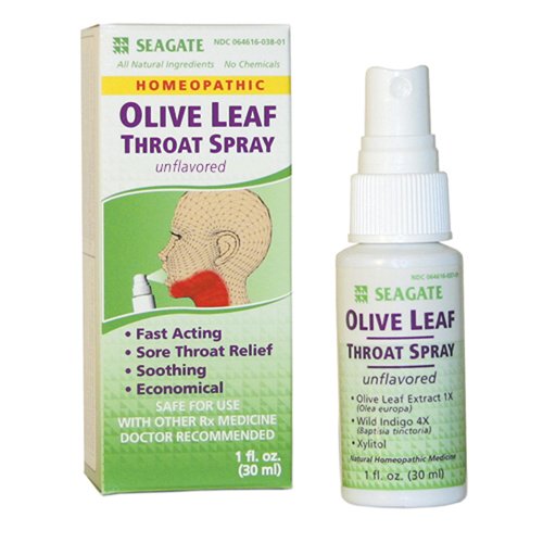 Seagate Olive Leaf Throat Spray Unflavored, 1-Ounce Boxes (Pack of 2)