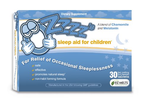 Sleep Aid OZzzz pour les enfants-30 Aromatisé aux fruits, EZ Melts (fusion rapide) Comprimés. Pédiatre recommandée. All Natural. Résultats garantis!