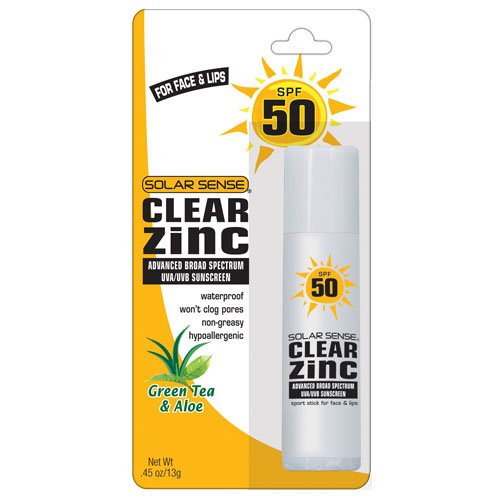 Solar Sense Clear Zinc SPF 50 Carded Stick, 0.45-Ounces Units (Pack of 4)