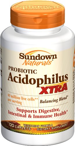 Sundown Extra Acidophilus, 120 Caplets (Pack of 2)