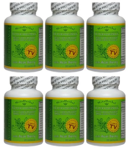 Superfood Max avec Acai Berry Diet Foods & 13 Autres: Diet Pill Weight Loss & Herbal Formula détoxifier - Anti-Aging Supplément - 6 Bouteilles (180 Capsules)