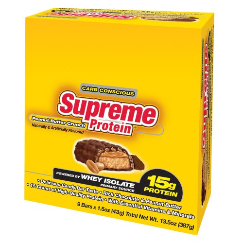 Supreme Protein 43g Bars, Peanut Butter Crunch, 9-Count