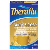 Theraflu Sinus & Cold Relief, 6 Packets, Natural Lemon Flavor