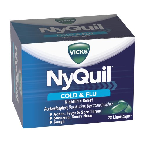 Vicks 44 Nyquil Cold and Flu Relief LiquiCaps, 72 Count