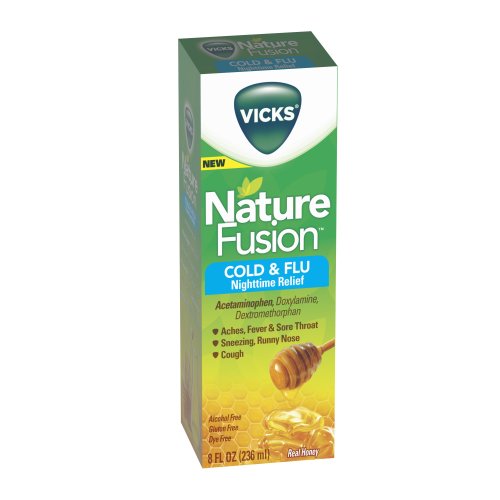 Vicks Nature Fusion Cold and Flu NightTime Relief, Real Honey, 8 Ounce