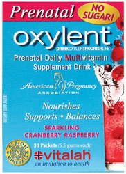 Vitalah Prenatal Oxylent Multivitamin Drink- Sparkling Cranberry /Raspberry-...