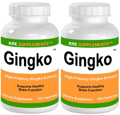 2 BOUTEILLES Ginkgo totale sur 360 Capsules Ginko Biloba Gingko cerveau en santé 60mg SUPPLEMENTS KRK