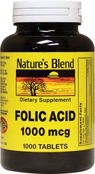 Acide folique 1000 mcg 1000 mcg 1000 tabs par mélange de la Nature