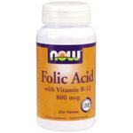 Acide folique 800mcg + B-12 25mcg - Végétarien 250 Tabs