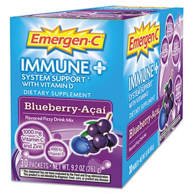 Alacer Emergen-C Immune System Support De plus la vitamine D Blueberry Acai - 30 Packets