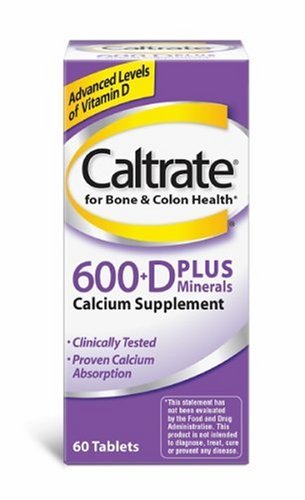 Caltrate 600 Plus Comprimés supplément de calcium avec vitamine D et des minéraux, 60-Count Bouteilles (pack de 3)