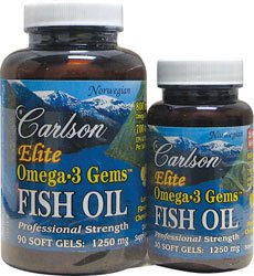 Carlson Labs Elite Omega-3 Fish Oil 1250 mg Gems, 120 gélules