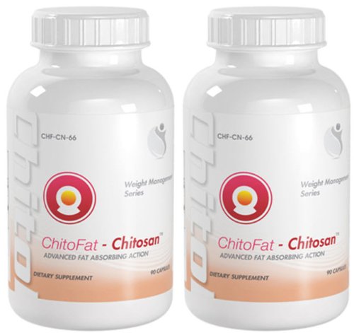 ChitoFat 900 Chitosan Fat Blocker Chitosan 900mg action d'absorption 180 capsules 2 Bouteilles