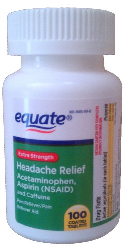 Comparer Excedrin Extra-Strength Equate Comprimés de Soulagement des maux de tête, acétaminophène, l'aspirine, la caféine - 100CT