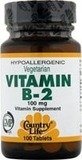 Country Life - La vitamine B-2 100 mg. - 100 Comprimés