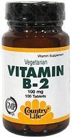 Country Life vitamine B-2 100 Mg, 100-Comte
