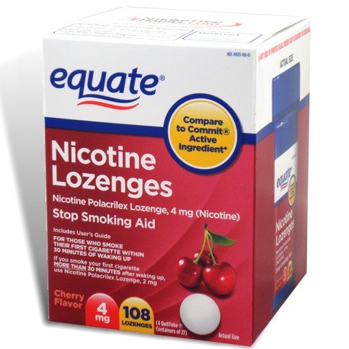 Equate - La nicotine Pastille 4 mg, Stop Smoking Aid, saveur cerise, pastilles, 108-Comte