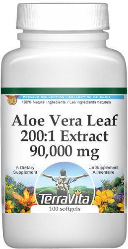 Extra Strength Aloe Vera Feuille 200:1 Extrait - 90,000 mg - 100 capsu ...