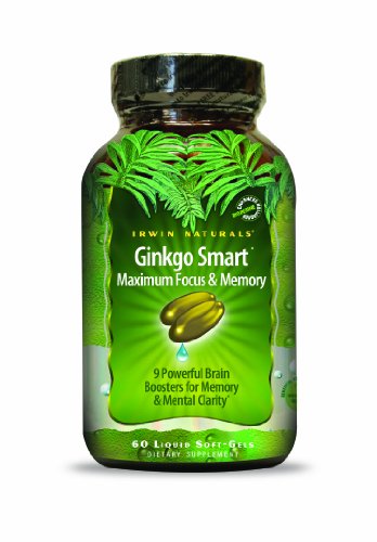 Irwin Naturals Ginkgo maximum Smart Focus & Mémoire Dietary Supplement Caps Liquid Gel, 60-Count Bouteilles