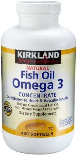 Kirkland huile naturelle de poisson oméga-3 concentré, 400-Count Capsules