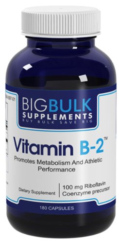 La vitamine B-2 favorise la réparation des tissus et la fonction thyroïdienne saine vrac Big suplements Riboflavine Vitamine B2 100mg 180 Capsules 1 Bouteille