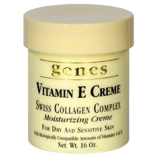 Les gènes Vitamine E Crème hydratante collagène suisse Complex Crème pour peau sèche et sensible 16 oz