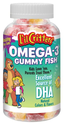 L'il Critters oméga-3 des poissons Gummy avec le DAH, 120-Count Bouteilles (pack de 3)