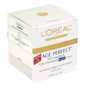 L'Oréal Expertise Nuit Peau Creme Age Perfect pour peaux matures Anti-relâchement et anti-âge Crème hydratante spot Hydratant avec des semences de soja Protéines, 2,5 onces Jar