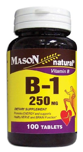 Mason vitamines B-1 comprimés de 250 mg de thiamine, 100-Count Bouteilles (pack de 3)