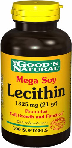 Mega lécithine de soja 1325mg - 21 grains, 100 gélules, (Good'n naturel)