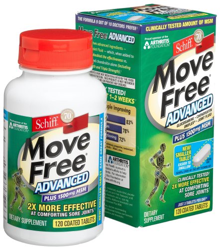 Move Free ® avancé comprimés enrobés, Plus 1500mg MSM, 120-Count Bottle