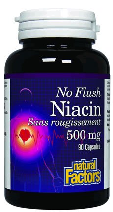 Natural Factors Niacine Pas Rincer Capsules 500mg, 90-Count