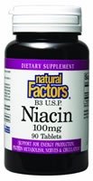 Natural Factors Vitamine B3 Niacine 100mg Tablets, 90-Count (Pack de 2)