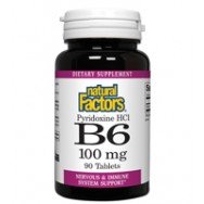 Natural Factors Vitamine B6 Pyridoxine HCL 100mg Tablets, 90-Count