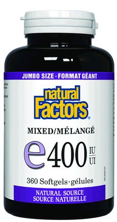 Natural Factors Vitamine E mélangées (D-alpha-tocophérol) Capsules 400 UI, 360-Count
