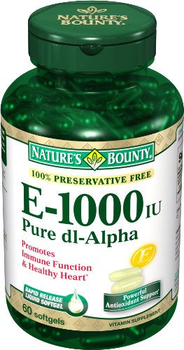 Nature de 1000 UI E Bounty, Pure d1-alpha, 60 Capsules (pack de 2)