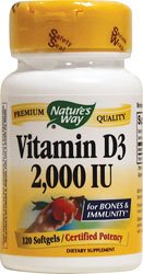 Nature Way vitamine D-3 2000 Iu, gélules, 120-Comte