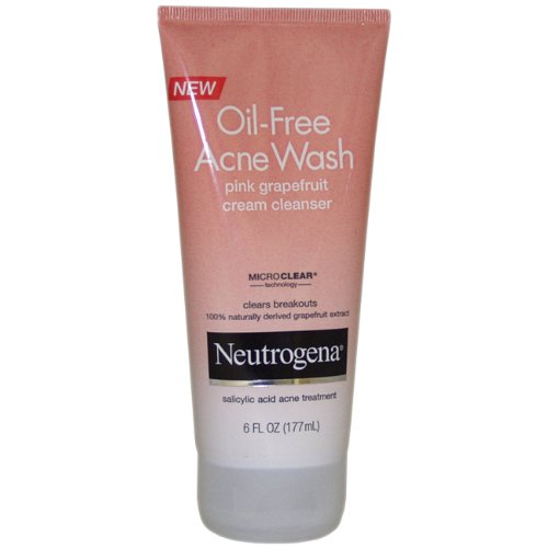 Neutrogena Oil-Free Wash acné, crème nettoyante, pamplemousse rose, 6 onces