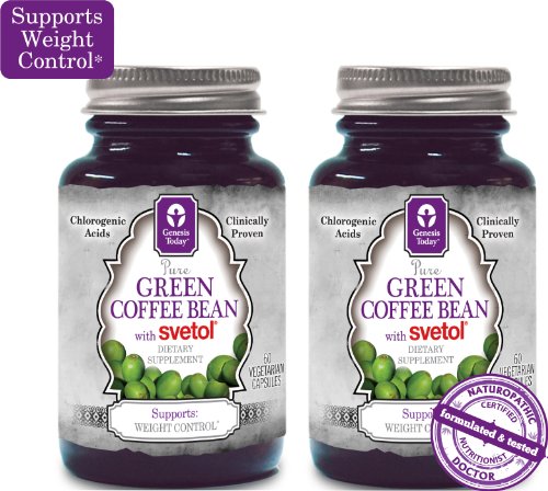 NOUVEAU! 100% Pure Extrait Green Bean Coffee avec Svetol - 60 capsules végétariennes (2 bouteilles)