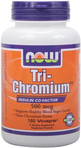 NOW Foods Tri-Chromium 500mcg/Cinnamon, 180 Vcaps,