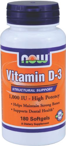 NOW Foods Vitamin D-3 1000 UI, 180 Softgels