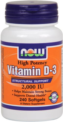 NOW Foods Vitamin D-3, 2000 IU, 240 Softgels