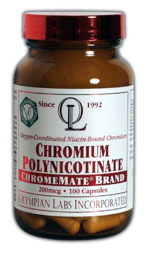 Olympian Labs polynicotinate de chrome, Chromemate, 200mcg (Pack de 2) (emballage peuvent varier)