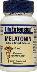 Prolongation de la vie La mélatonine 6 Heure caplets à libération lente, 3 mg, gélules, 60-Count