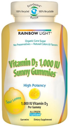 Rainbow Light vitamine D (1000 UI) Gummies ensoleillées, 50-Count Gummies (Pack de 3)