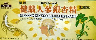 Royal King - Ginkgo Biloba Ginseng Liquide oral, 10 x 30 ml bouteilles