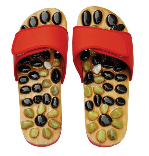 Sandales Réflexologie - Massage aux pierres naturelles chaussures et sandales (7, Rouge)
